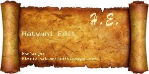 Hatvani Edit névjegykártya